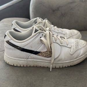 Nike women’s dunk low white leopard size 8 used